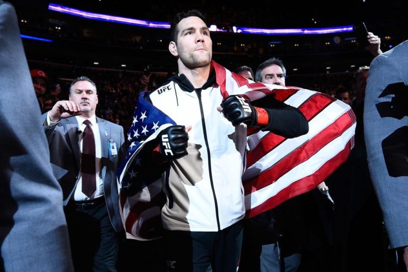 Chris Weidman makes his walk to the cage at UFC Boston