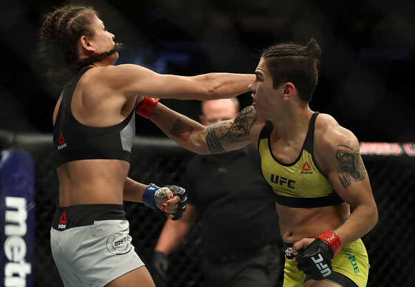 Karolina Kowalkiewicz and Jessica Andrade in their Women's Strawweight bout during UFC 228 at American Airlines Center on September 8, 2018 in Dallas, United States.