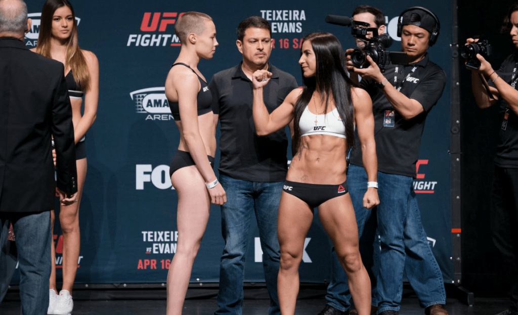 Rose Namajunas and Tecia Torres staredown at UFC on FOX 19